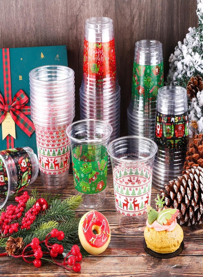 Kochorie 120 Pieces Christmas Sweater Plastic Cups 16 Oz Christmas Disposable Plastic Cups Xmas Tree Santa Reindeer Snow Drinking Cups for Christmas Party Supplies, Merry Christmas Party Decorations - Image 4